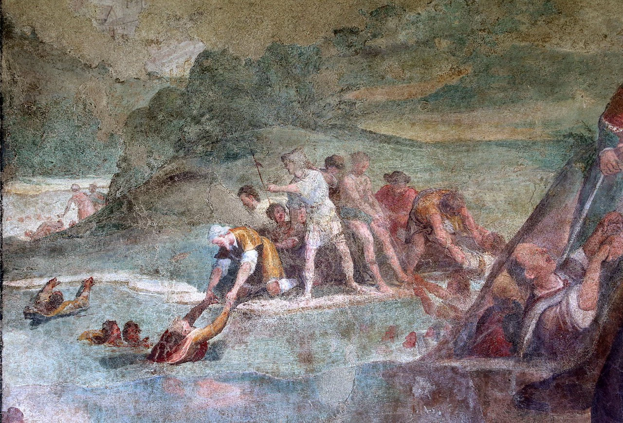 Chiostro Grande in Santa Maria Novella - San Domenico salva 40 naufraghi, dettaglio